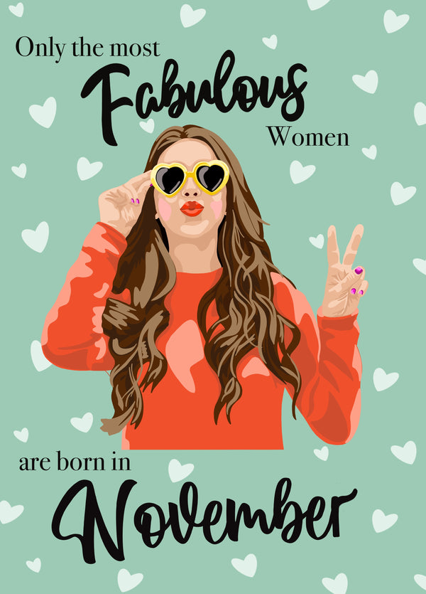 Fabulous November Birthday Card