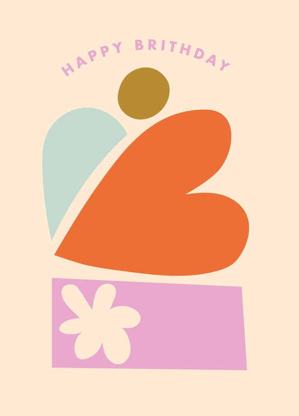 Happy Birthday, Abstract Heart, Card