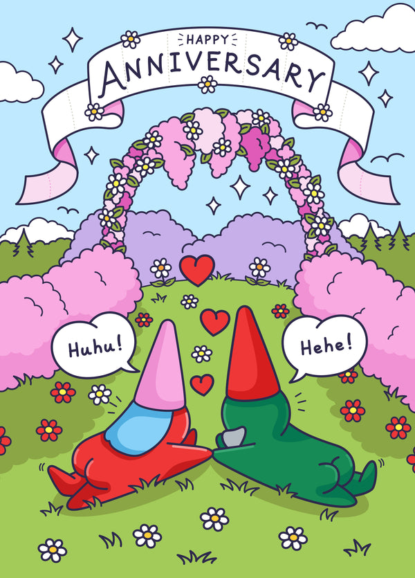 Happy Anniversary Card - Cheeky Couple In Love