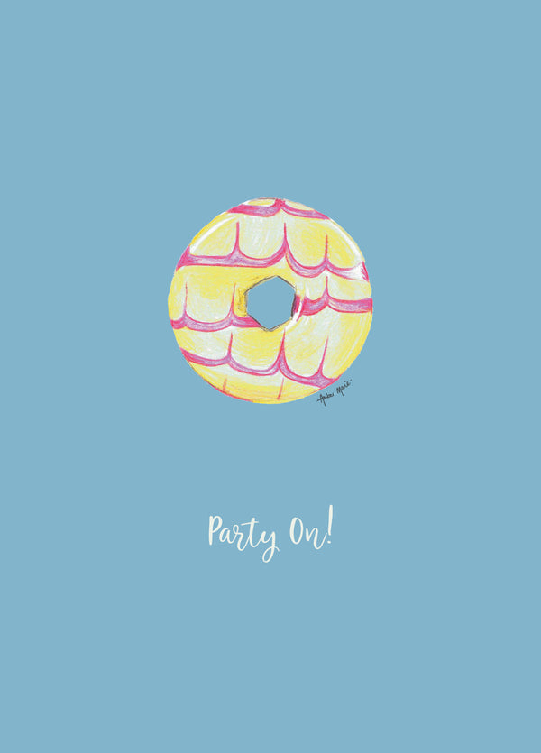 Party On Ring Biscuit Birthday Card