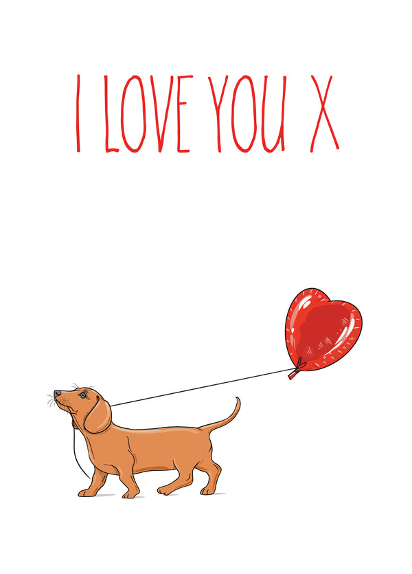 Cute Dog & Balloon I Love You Card