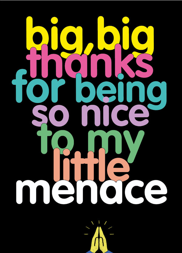 Funny Teacher Thank You Card From Parents Card 'Menace'