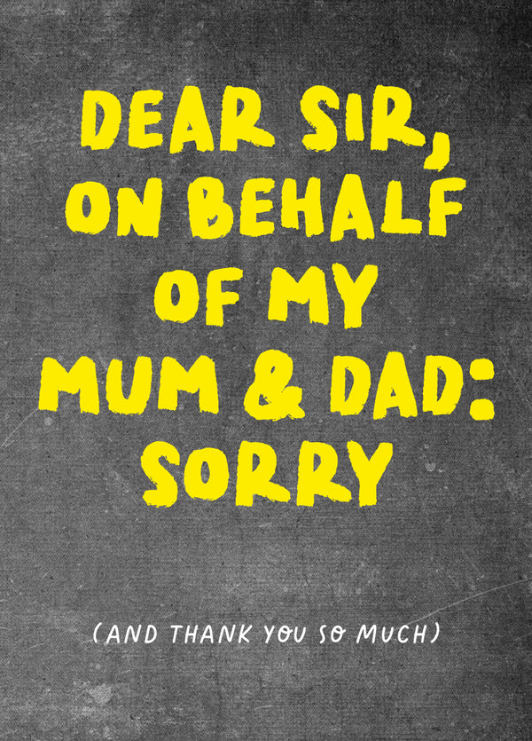 Funny Thank You Card For Teacher 'Sorry Sir'