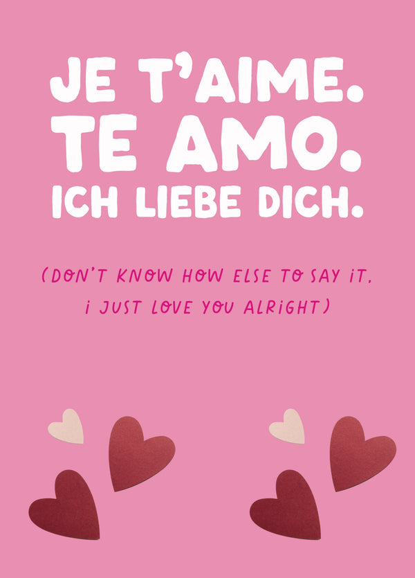 Funny Valentine's Card - 'Je T'aime'
