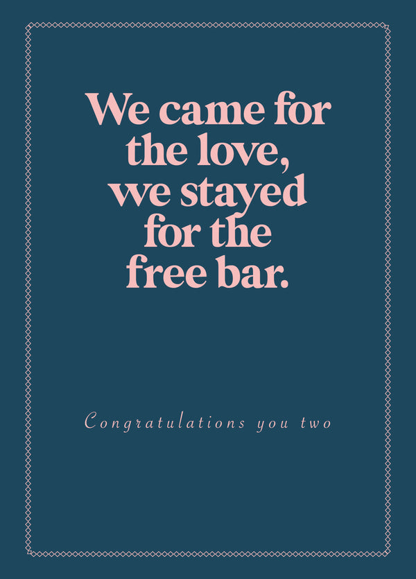 Funny Wedding Card - 'Free Bar'