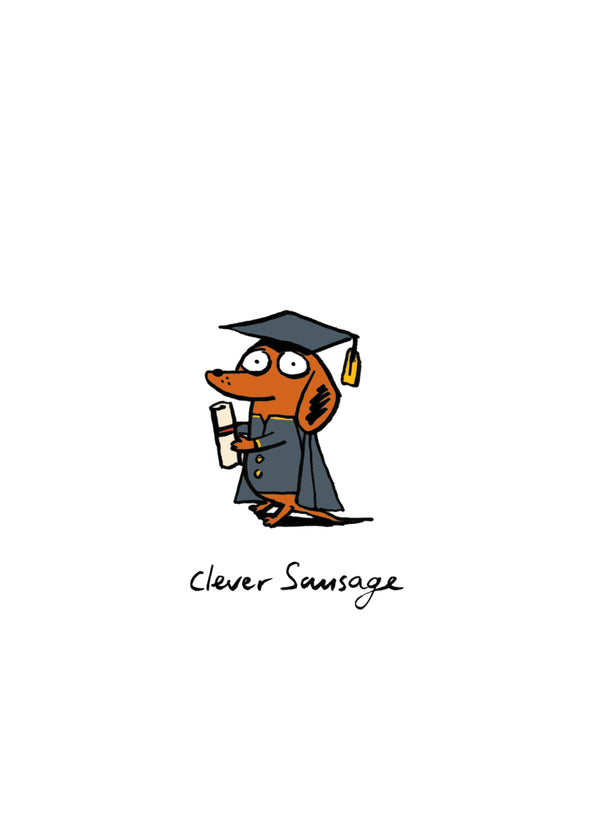 Clever Sausage Dog Graduation Card