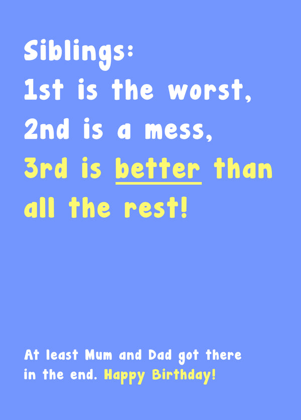 1st Is The Worst Card