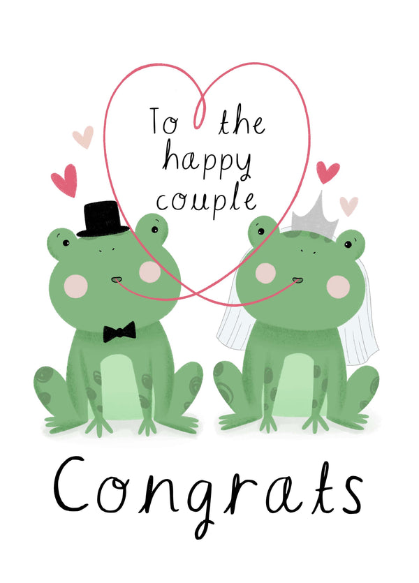 Mr & Mrs Frog Couple Wedding Card