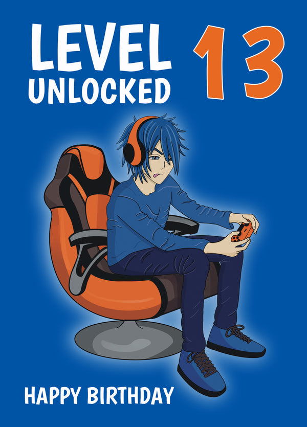 Level Unlocked 13 Gamer Boy Birthday Card