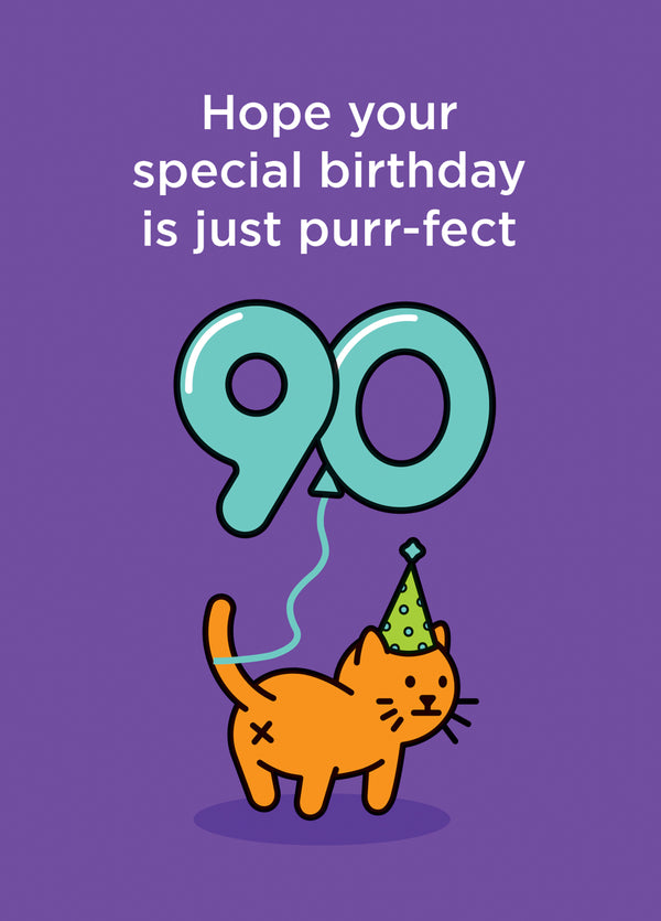 90 Birthday Purr-Fect Card