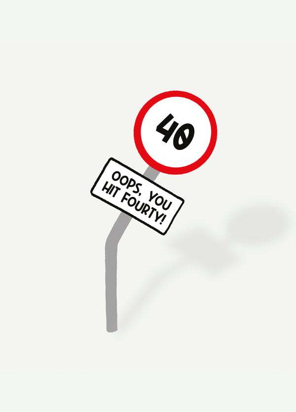 40th Road Sign Birthday Card