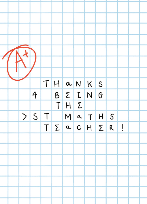 Thanks For Being The Greatest Maths Teacher Card