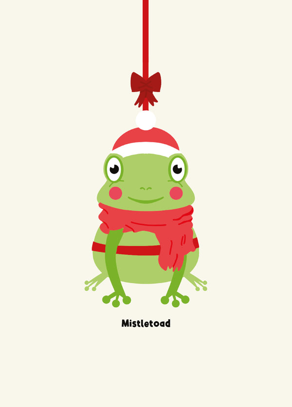 Mistle-toad - Funny Frog Mistletoe Kiss Me Christmas Card