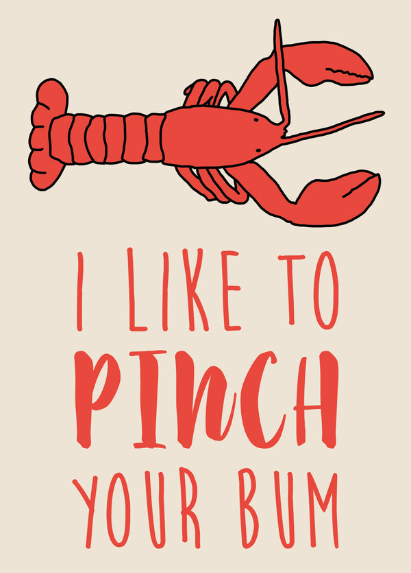 Pinch Your Bum Lobster Valentine's Card