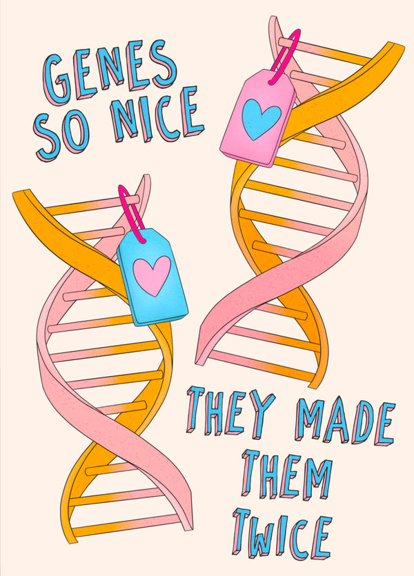 Genes So Nice New Baby Twins Card