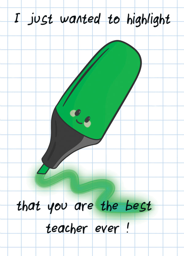 Best Teacher Highlighter Card