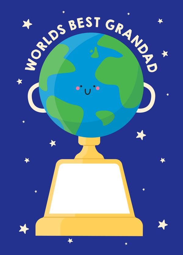 World's Best Grandad Earth Trophy Photo Card