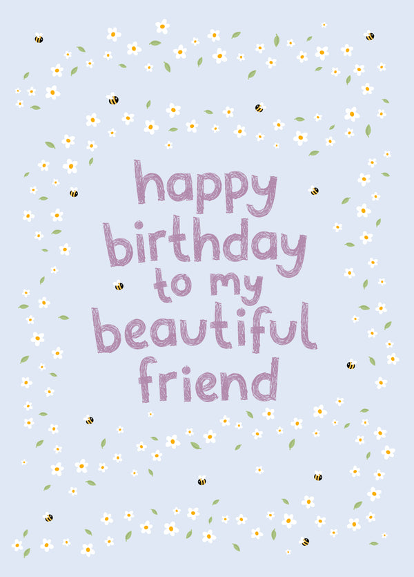 Daisies & Bees Birthday Card - Friend