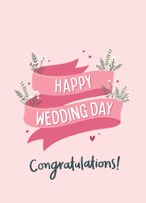 Happy Wedding Day Floral Type Card