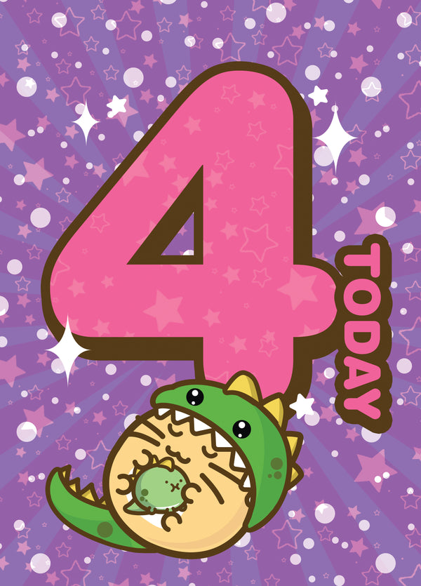 4th Birthday Card - Fuzzballs Card