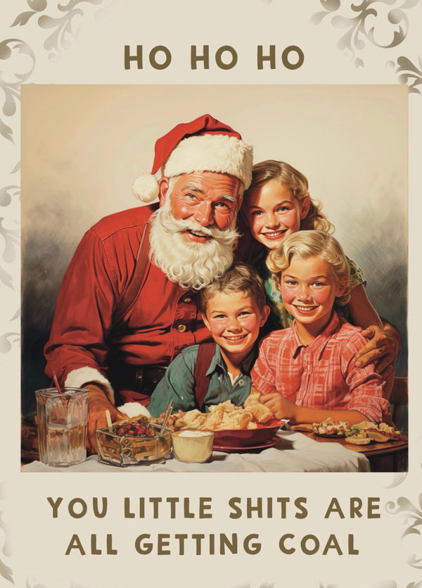Funny Coal For Christmas Retro Card