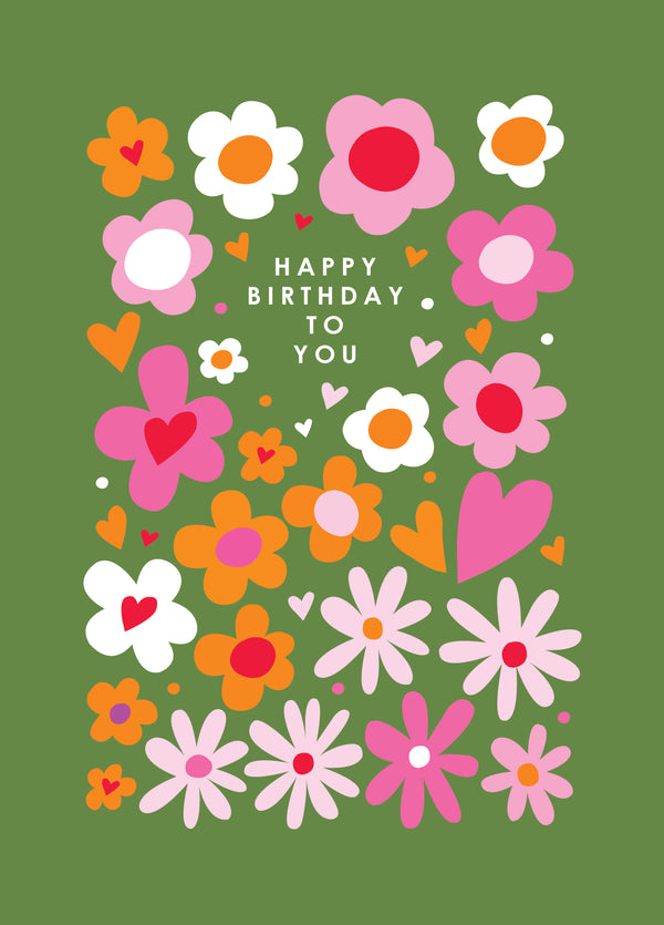 Funky Flowers Birthday Card