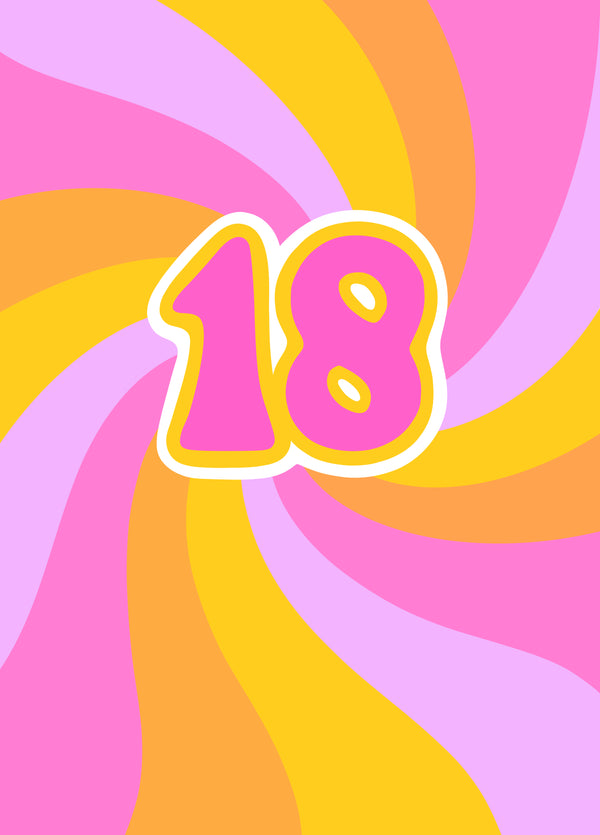 Fun Retro 18th Birthday Card