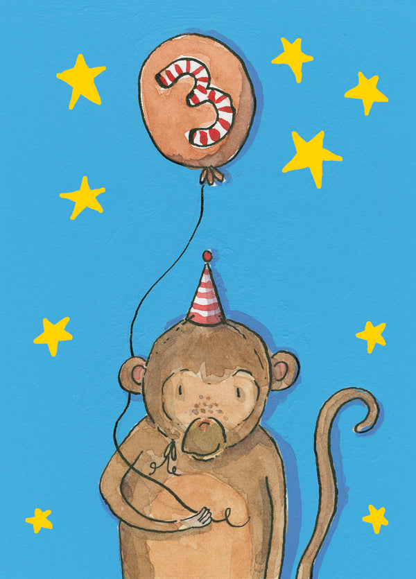 Happy 3rd Birthday Monkey Card