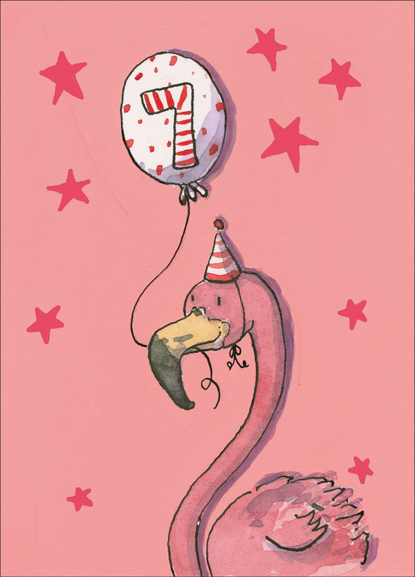 Happy 7th Birthday Flamingo Card