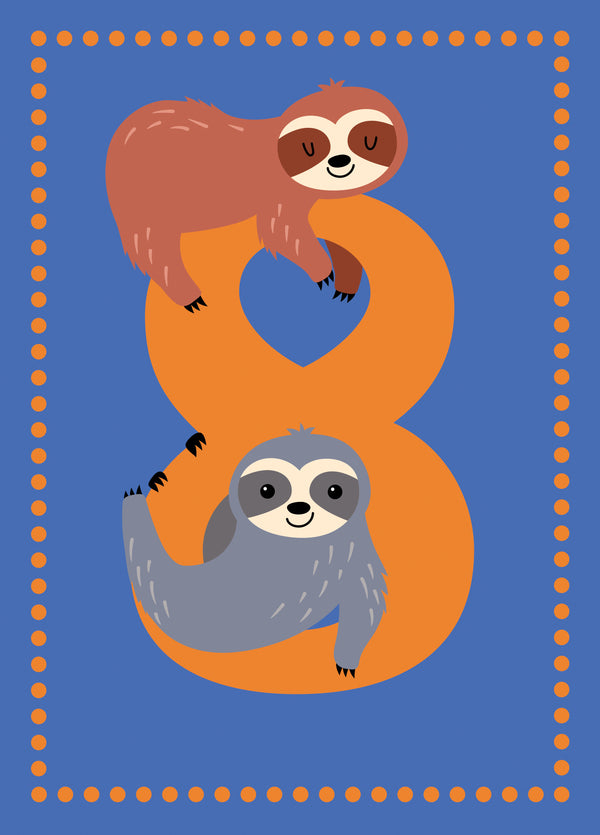 Age 8 Animal Birthday Card