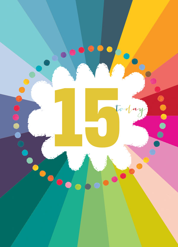 Colourful Cloud 15th Birthday Card