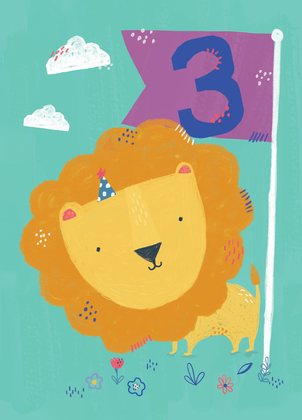 3rd Birthday Lion Card
