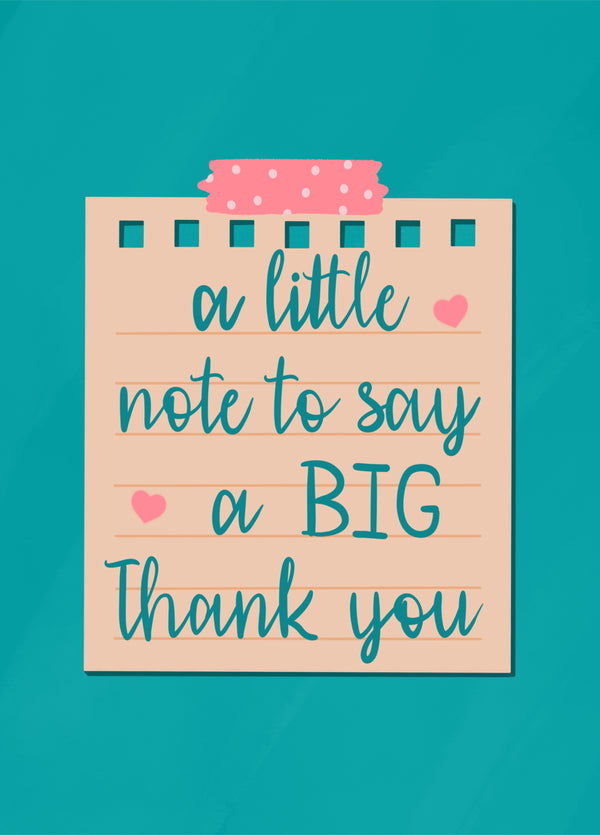 A Little Note To Say A Big Thank You Card