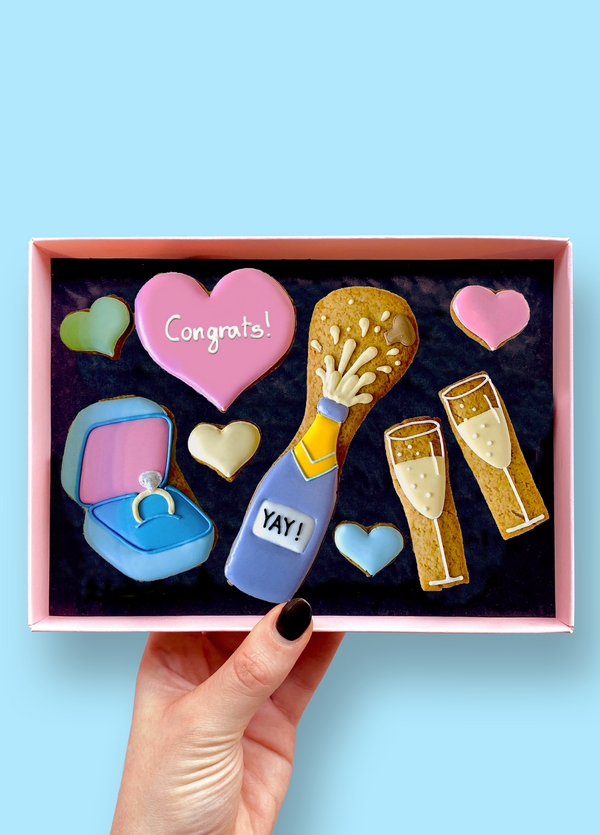 YAY! Engagement Letterbox Cookies