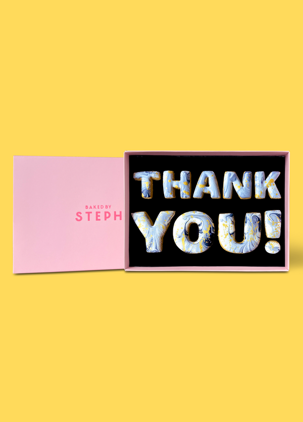 Thank You! Letterbox Message Cookies Pink Grey
