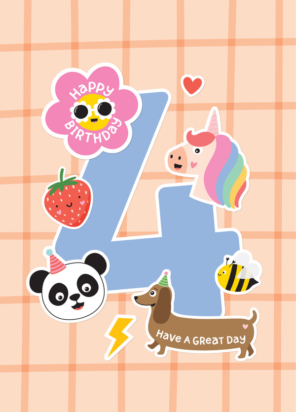 Sticker 4th Birthday Card