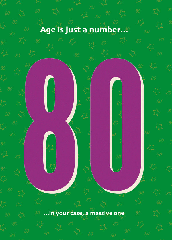 80th Birthday Age Is Just A Number Card