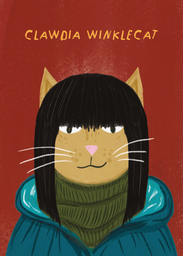 Clawdia Winklecat Cat Art Card