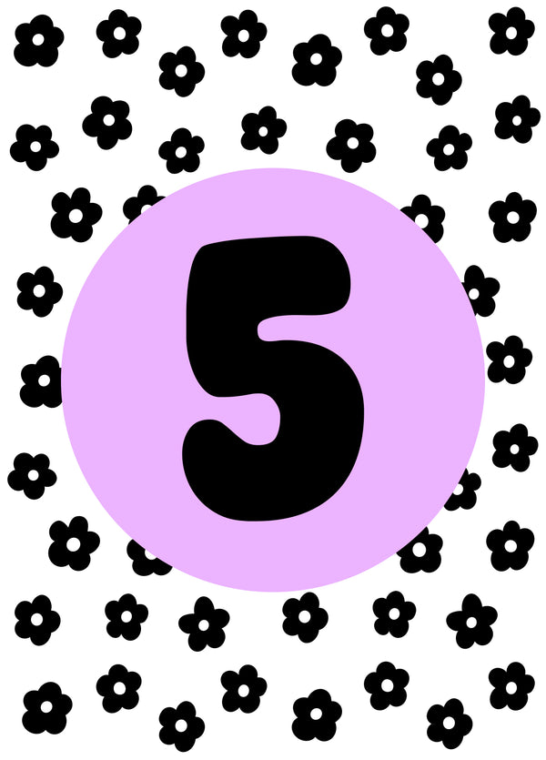 5th Birthday Groovy Flowers Card