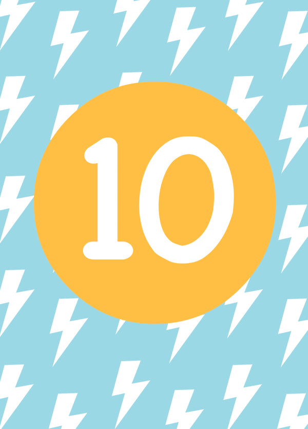 10th Birthday Circle With Lightning Card