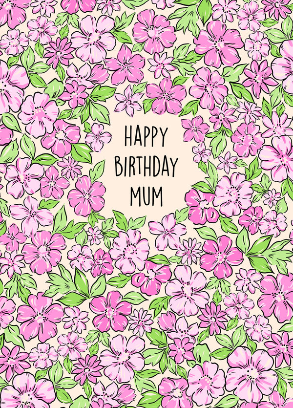 Gorgeous Floral Printed Birthday Card For Your Mum
