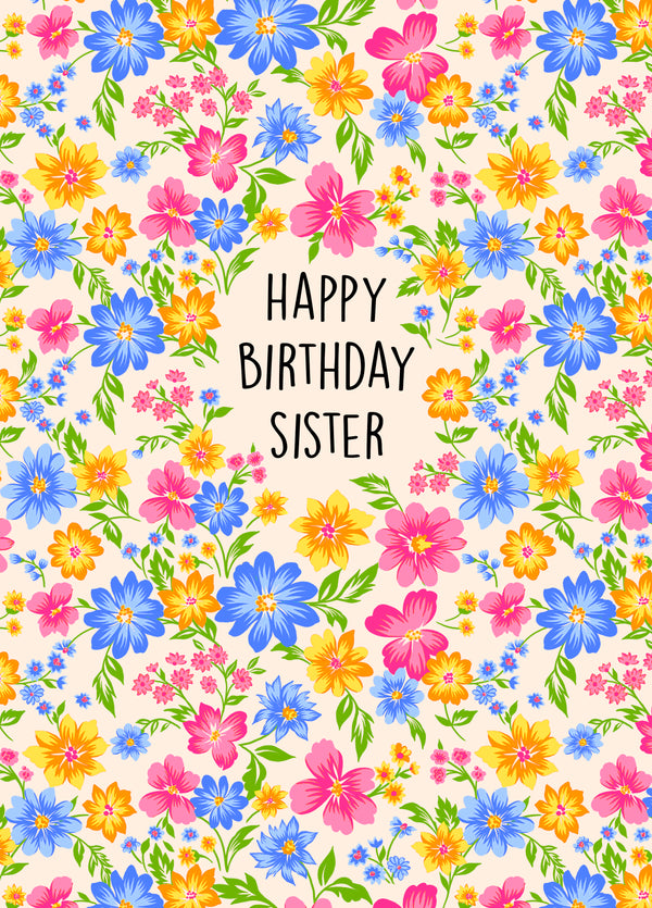 Floral Birthday Card For Sister