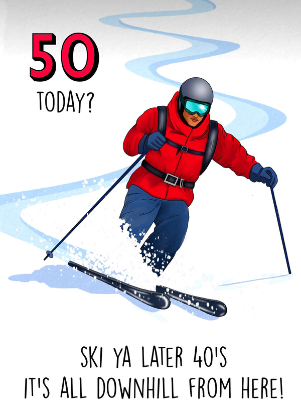50th Ski Themed Birthday Card