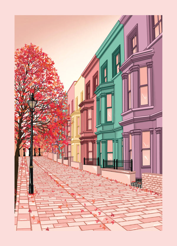 Notting Hill Portobello Colourful Houses Card