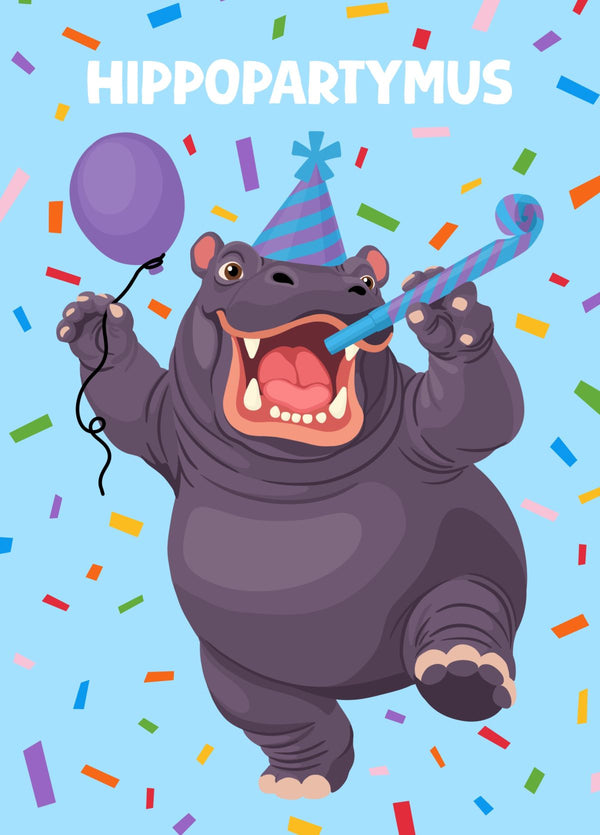 Funny Hippo Birthday Card Hippopartymus