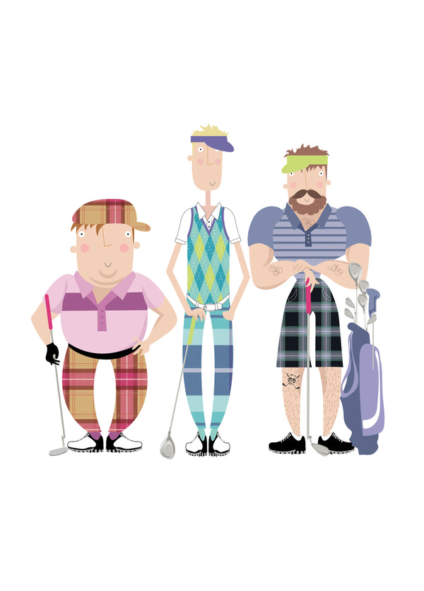 Male Golfers - Blank Card