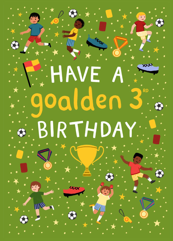 Cute Birthday Card - 3rd Birthday - Football