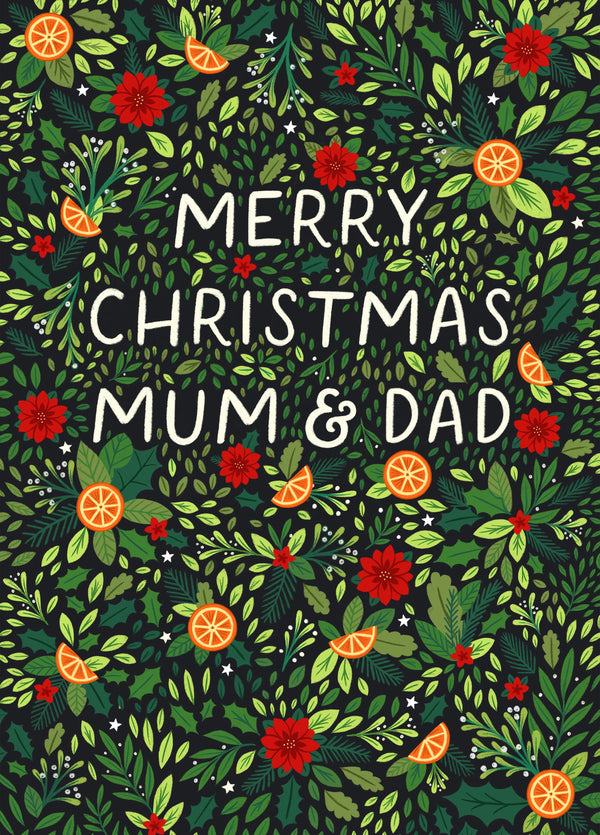 Pretty Christmas Card - Parents