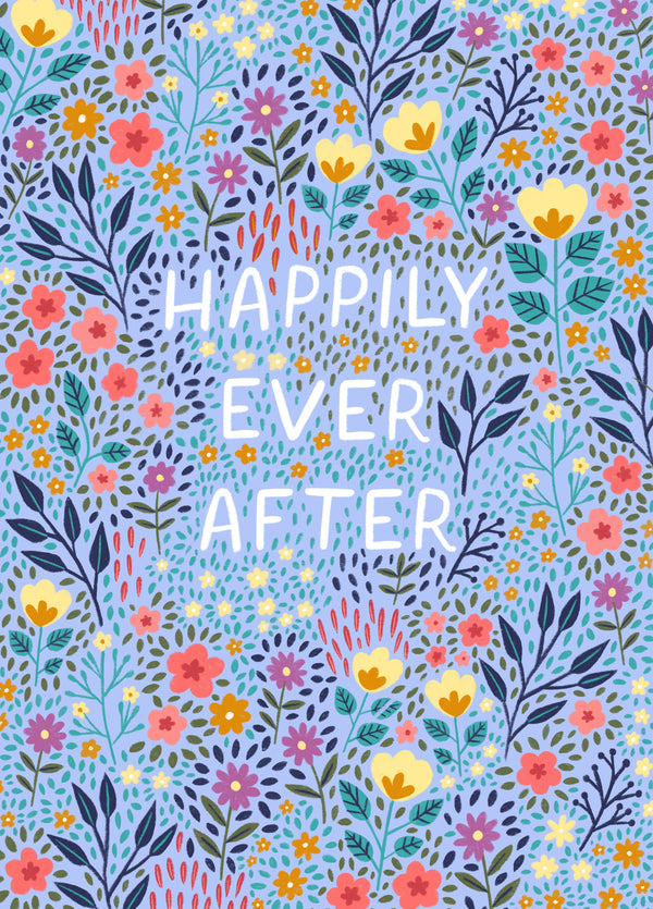 Pretty Wedding Card - Happily Ever After - Ditsy Floral Pattern