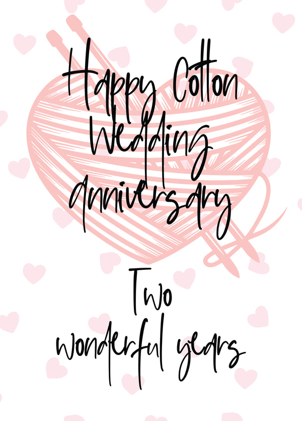 Cotton (2nd) Anniversary Card - Two Wonderful Years Card